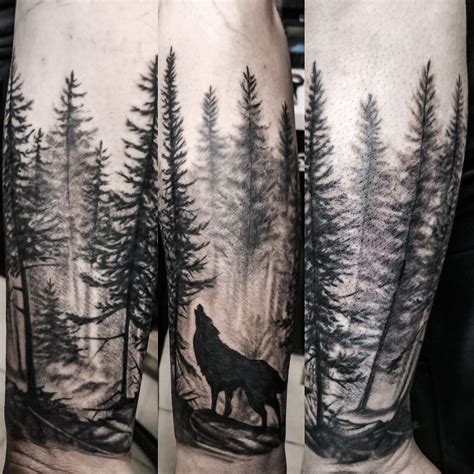 wolf in the woods tattoo